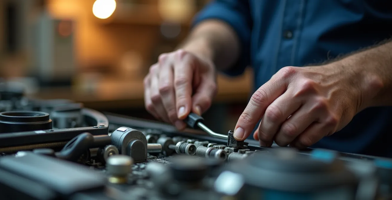 Mains expertes manipulant des composants électriques avec précision